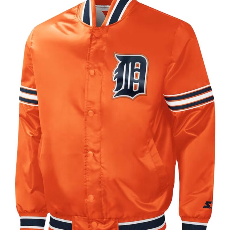 Slider Detroit Tigers Orange Varsity Satin Jacket