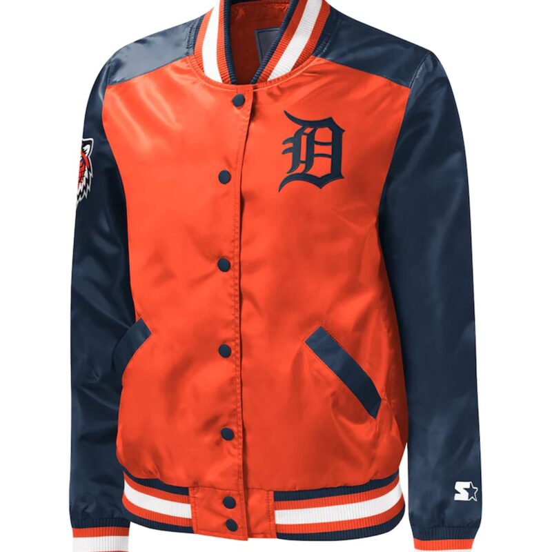 Detroit Tigers Orange and Blue Full-Snap Jacket