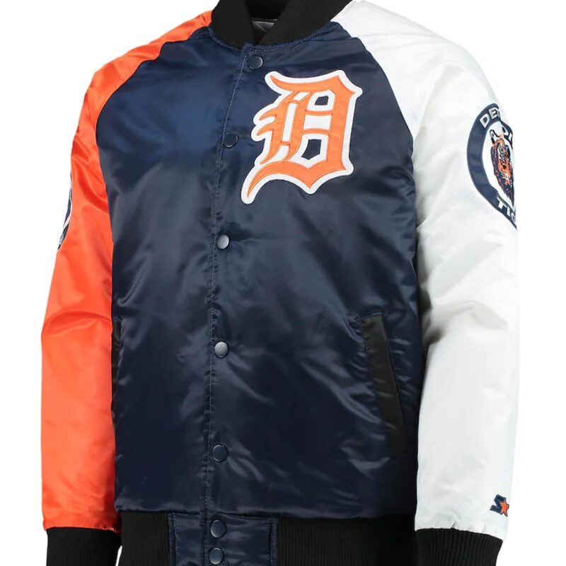 Detroit Tigers Varsity Tri-Color Satin Jacket