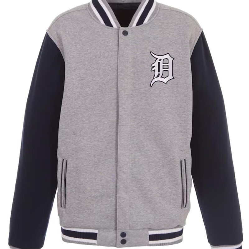 Detroit Tigers Navy and Gray Varsity Wool Jacket