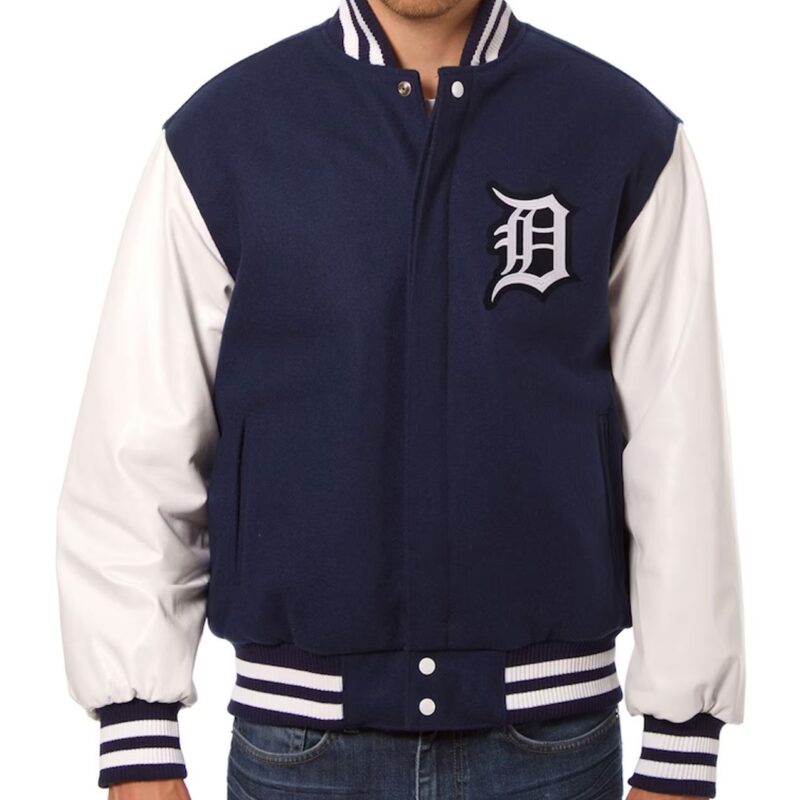 Detroit Tigers Navy and White Varsity Jacket