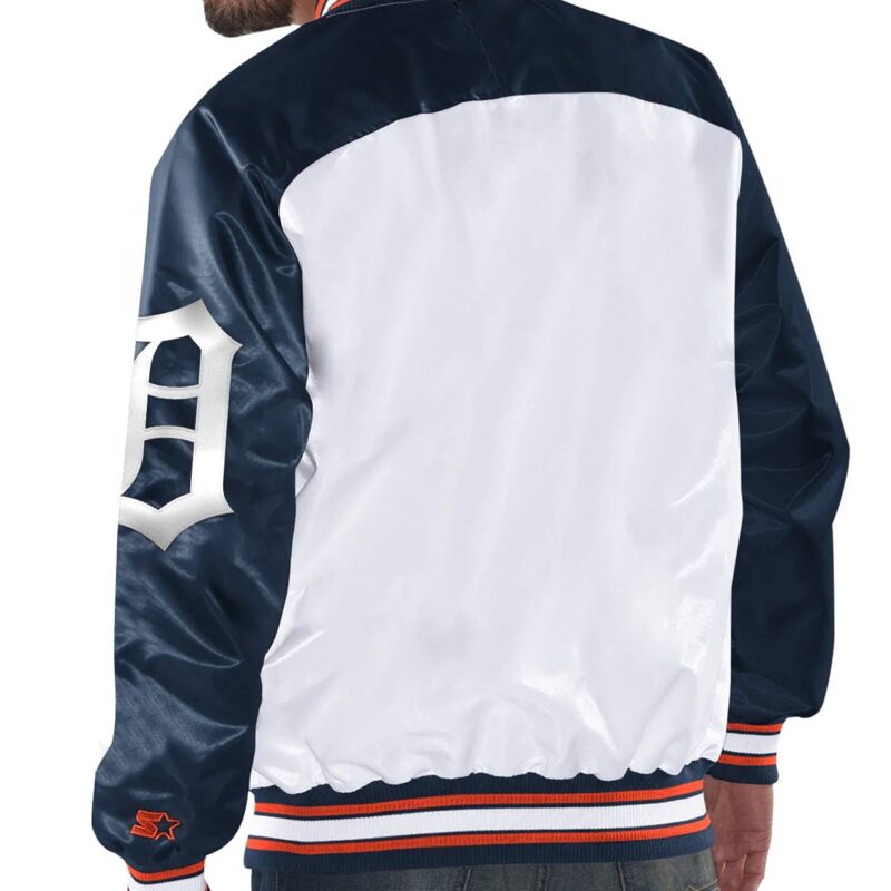 Detroit Tigers White and Blue Varsity Satin Jacket