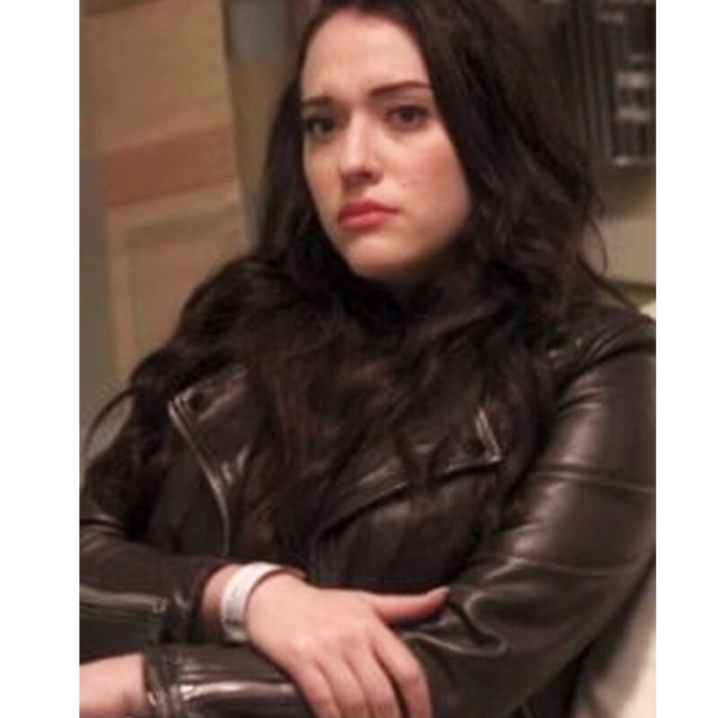 Dollface Kat Dennings Brown Leather Jacket