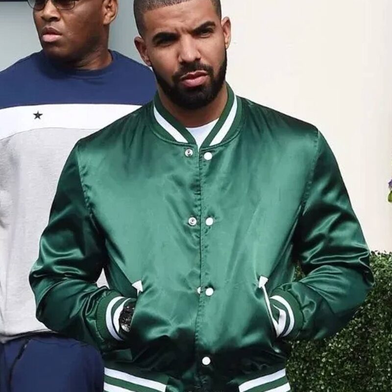 Drake Bomber Green Satin Jacket