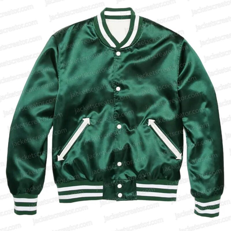 Drake Bomber Green Satin Jacket