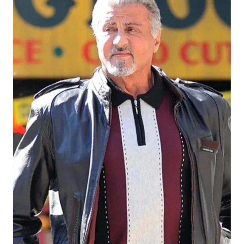 Sylvester Stallone Tulsa King Black Bomber Leather Jacket