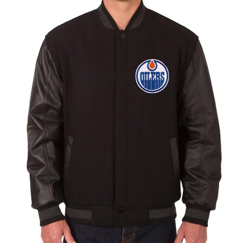 Edmonton Oilers Varsity Black Jacket