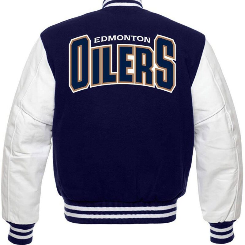 Edmonton Oilers Blue and White Varsity Jacket