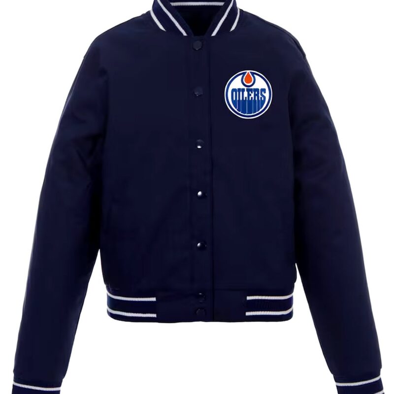 Edmonton Oilers Varsity Navy Wool Jacket