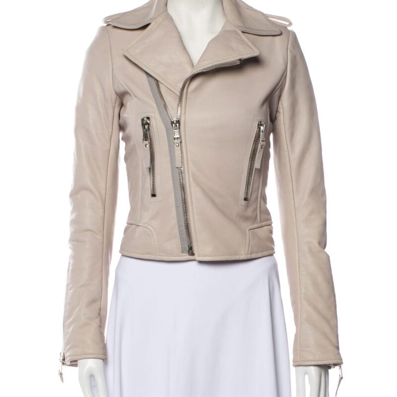 The Vampire Diaries S04 Nina Dobrev Beige Leather Jacket