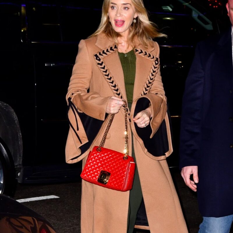 Emily Blunt Braided Brown Trench Coat