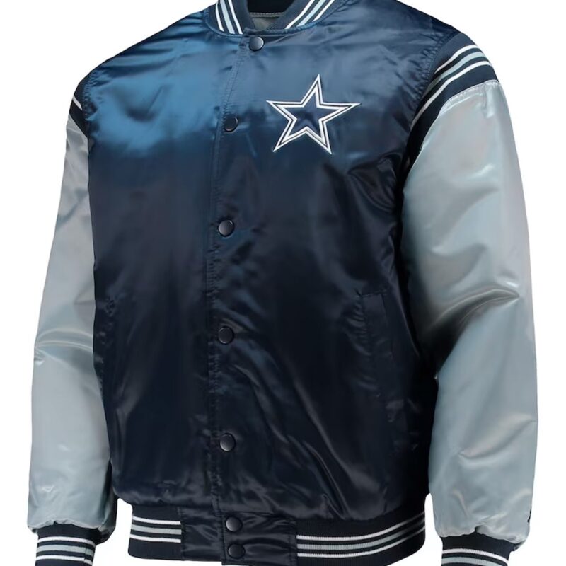 Navy/Silver Dallas Cowboys Enforcer Satin Jacket
