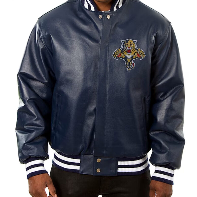 Florida Panthers Varsity Navy Leather Jacket