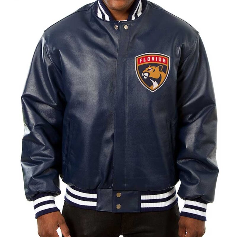 Florida Panthers Varsity Navy Leather Jacket