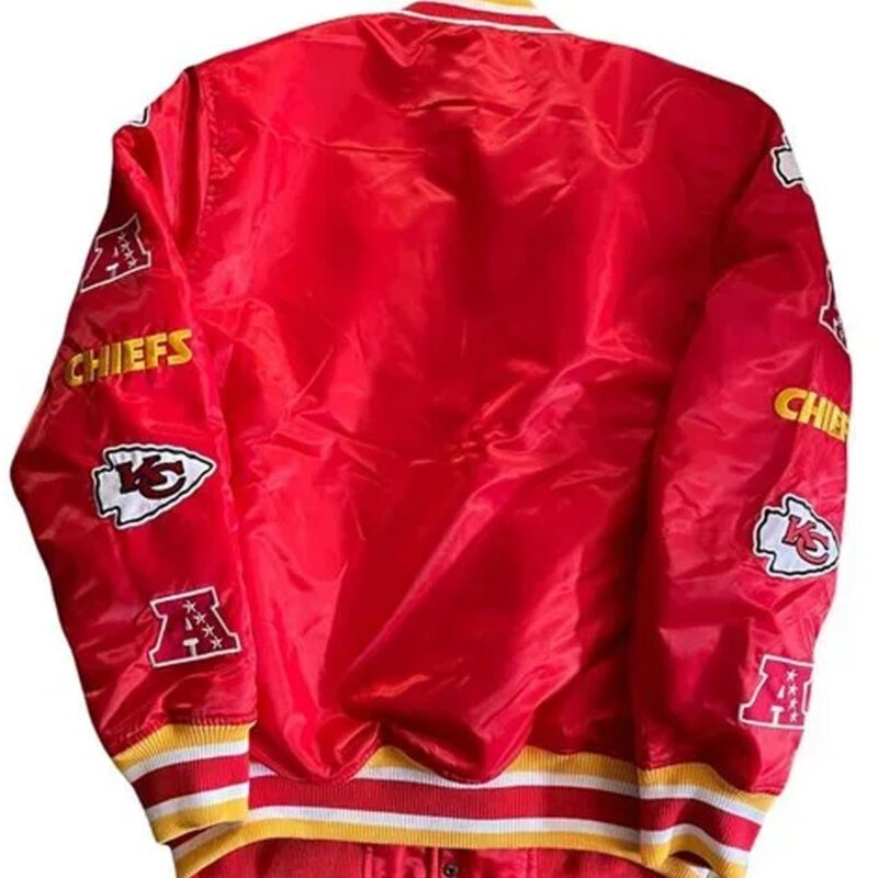 Football Kansas City Chiefs Bomber Red Satin Jacket