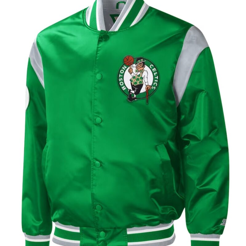 Boston Celtics Force Play Kelly Green Varsity Satin Jacket