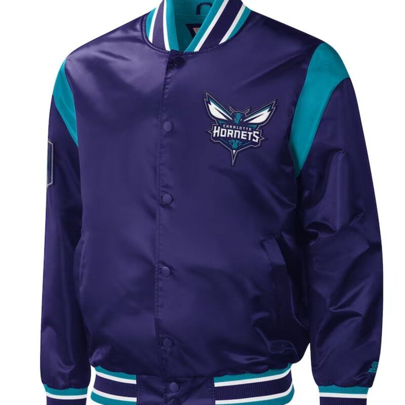 Charlotte Hornets Force Play Purple Varsity Satin Jacket