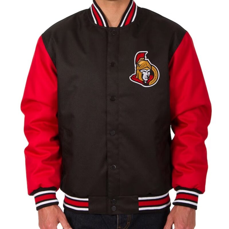 Black/Red Ottawa Senators Front Hit Poly Twill Jacket