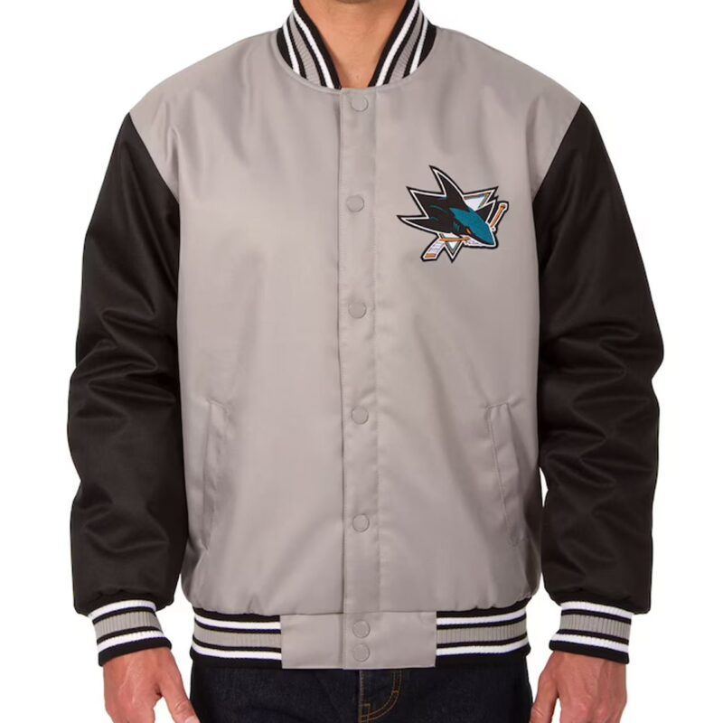San Jose Sharks Front Hit Poly Twill Gray and Black Jacket