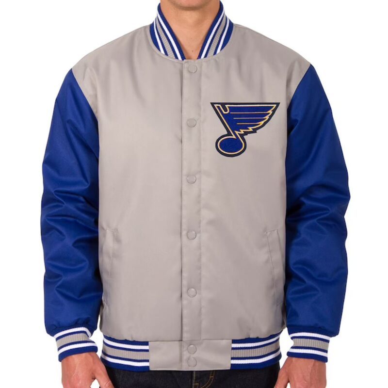 Gray/Blue St. Louis Blues Front Hit Poly Twill Jacket