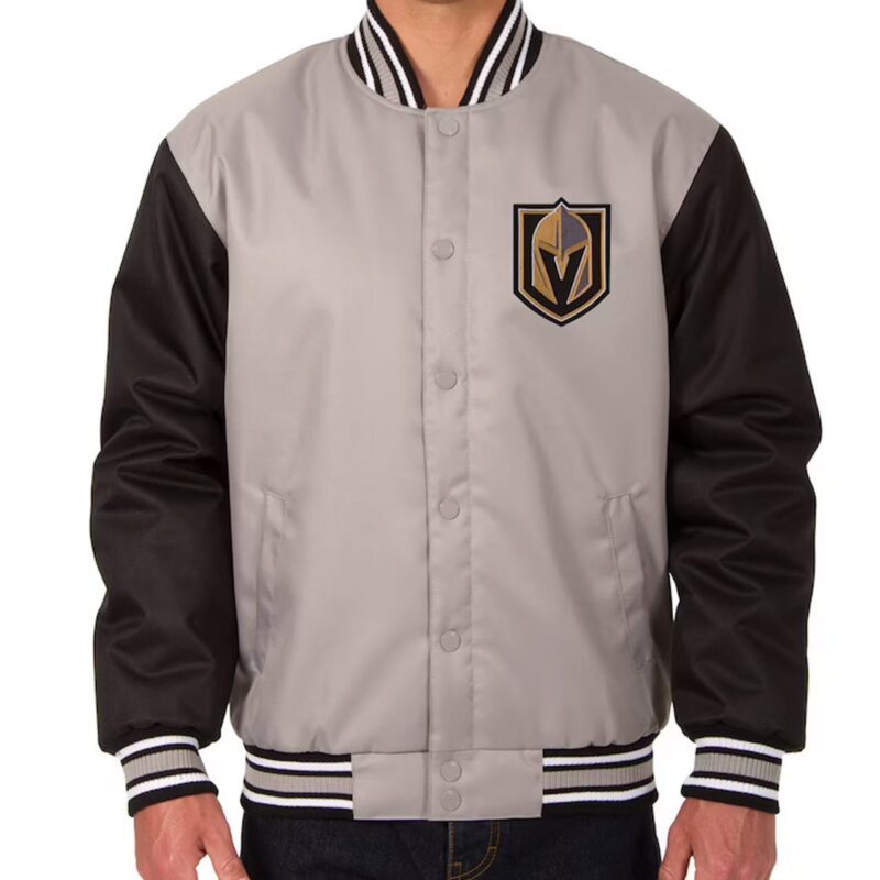 Gray/Black Vegas Golden Knights Front Hit Poly Twill Jacket