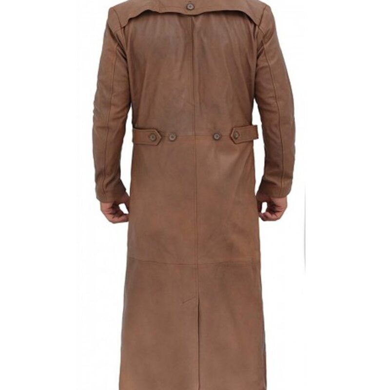 Men’s Full Length Brown Leather Coat