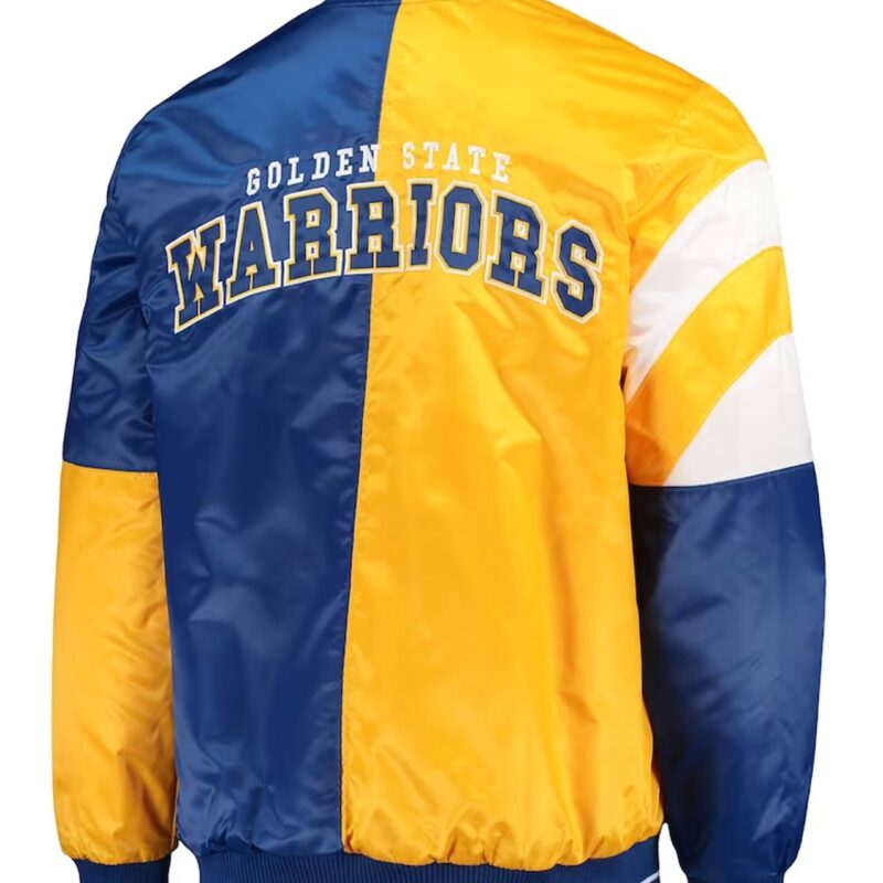 Gold/Royal Golden State Warriors Leader Color Block Satin Jacket