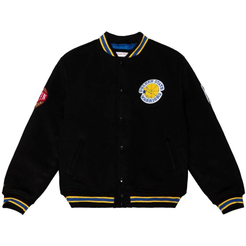 Golden State Warriors Varsity Black Wool Jacket