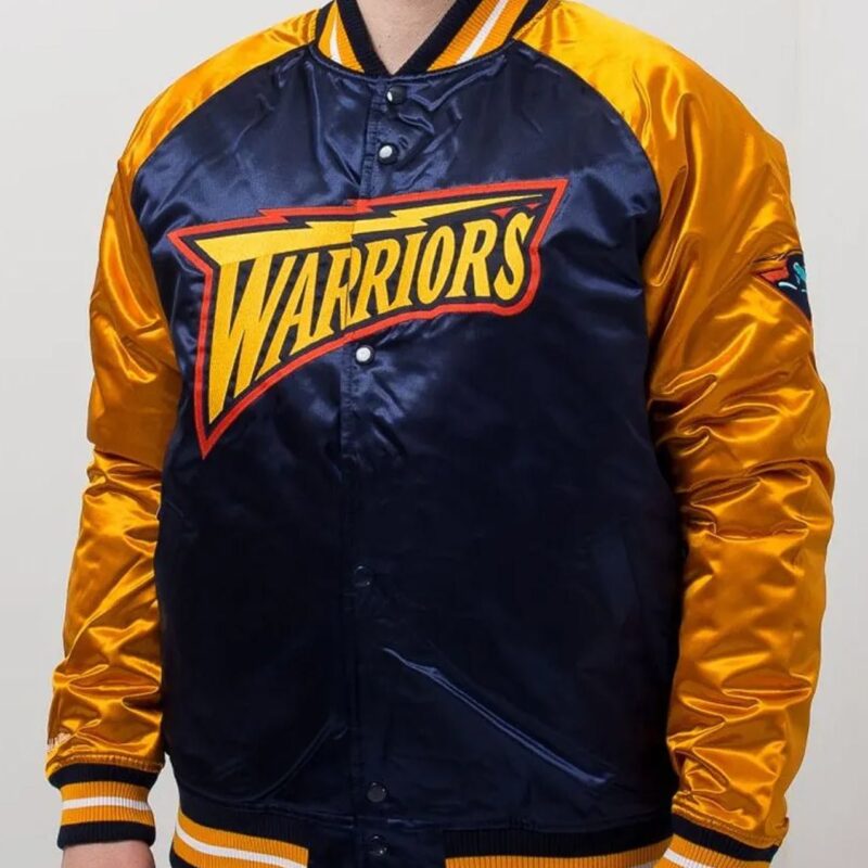 Golden State Warriors Blue and Gold Satin Jacket