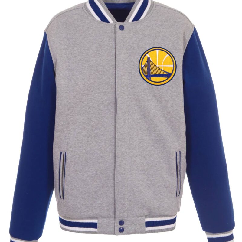 Golden State Warriors Gray and Royal Varsity Wool Jacket