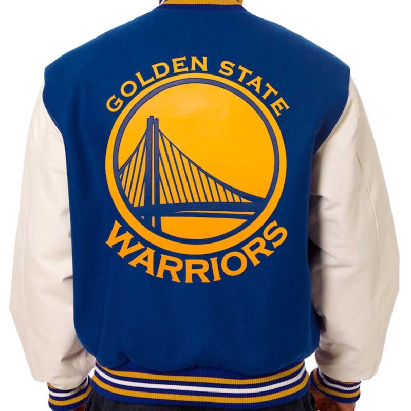 Royal/White Golden State Warriors Varsity Wool & Leather Jacket