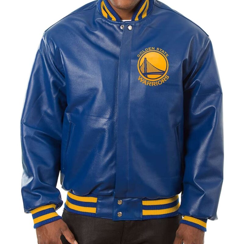 Golden State Warriors Royal Leather Varsity Jacket