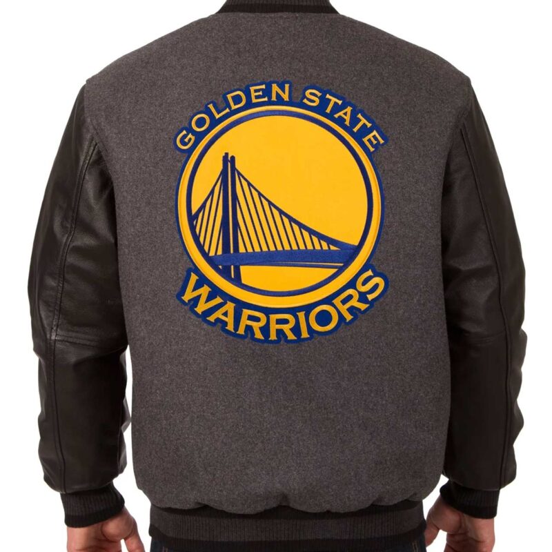 Golden State Warriors Varsity Charcoal and Black Jacket
