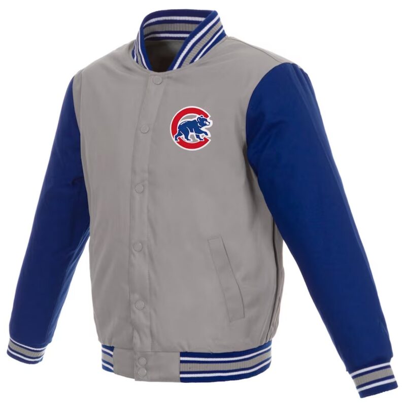Chicago Cubs Gray and Royal Varsity Poly Twill Jacket