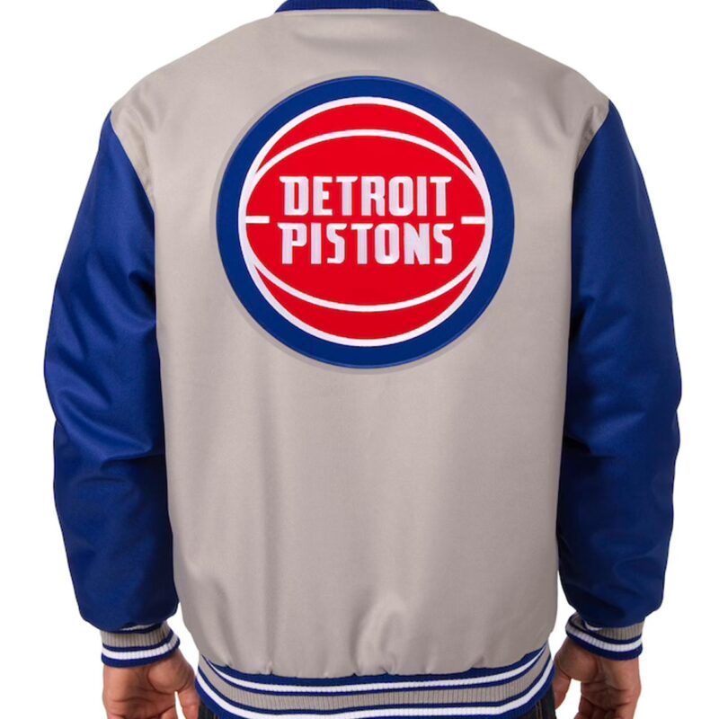 Gray/Blue Detroit Pistons Poly Twill Jacket