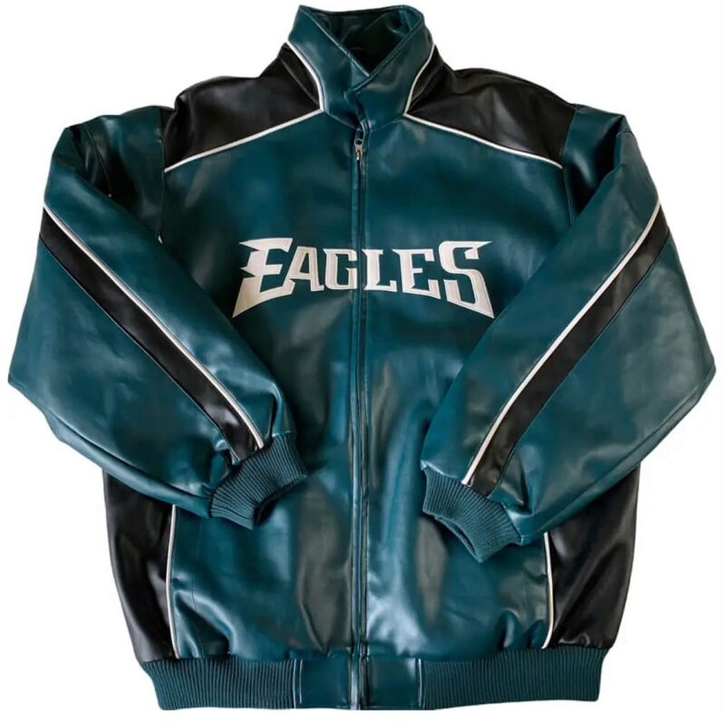 Philadelphia Eagles Green and Black Leather Jacket