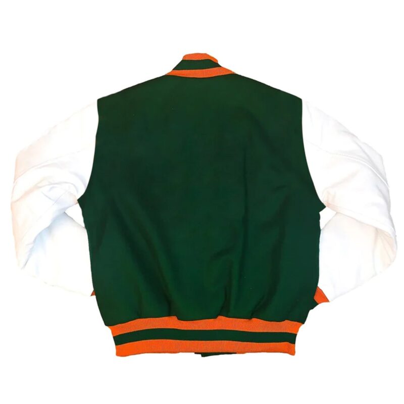Green/White FAMU Varsity Wool and Leather Jacket