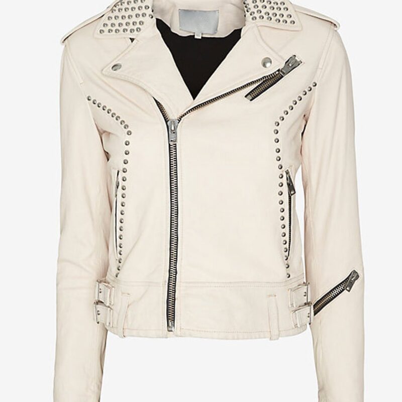 Pretty Little Liars Ashley Benson Studded White Leather Jacket