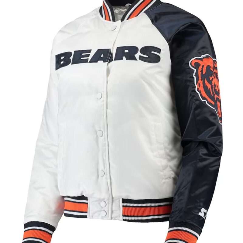 White/Navy Chicago Bears Hometown Satin Jacket