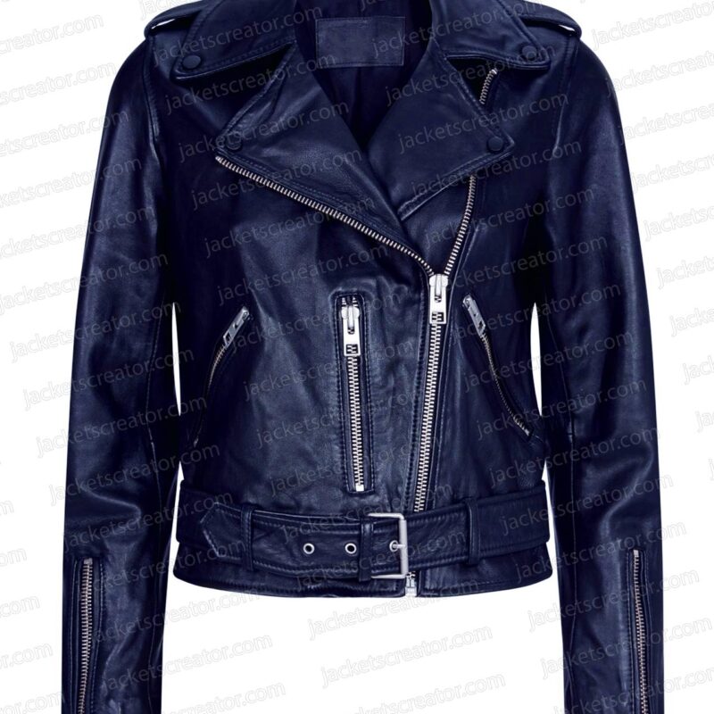 Legacies S04 Danielle Rose Russell Blue Leather Jacket