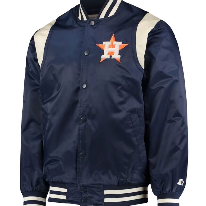 Houston Astros Navy/Cream Vintage Varsity Satin Jacket