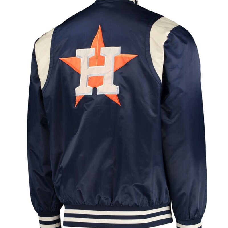 Houston Astros Navy/Cream Vintage Varsity Satin Jacket