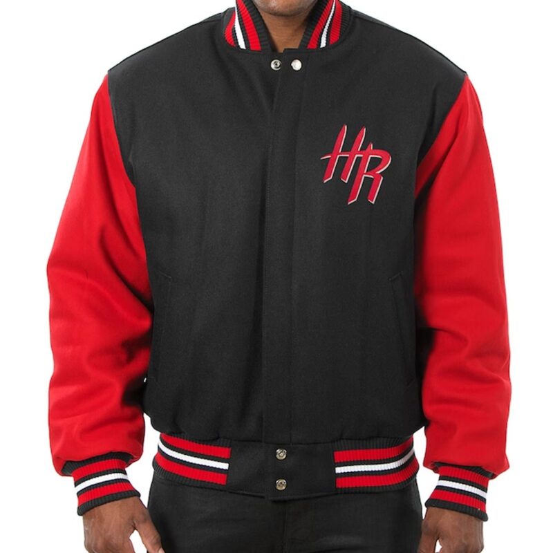 Houston Rockets Black and Red Varsity Wool Jacket
