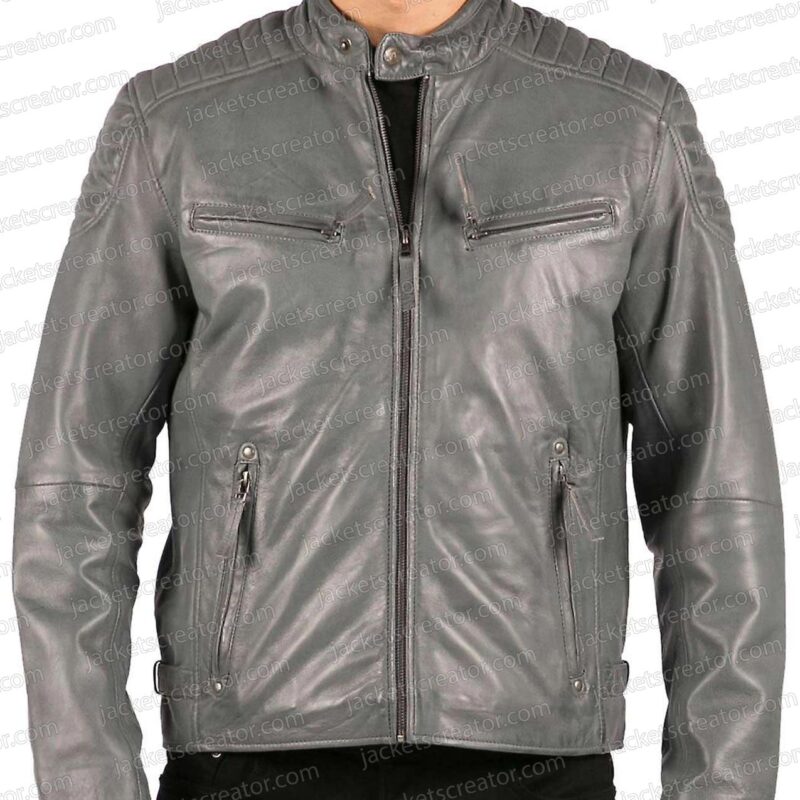 The Afterparty Ike Barinholtz Gray Leather Jacket