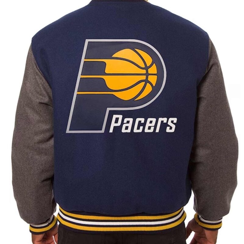 Indiana Pacers Navy and Charcoal Varsity Wool Jacket