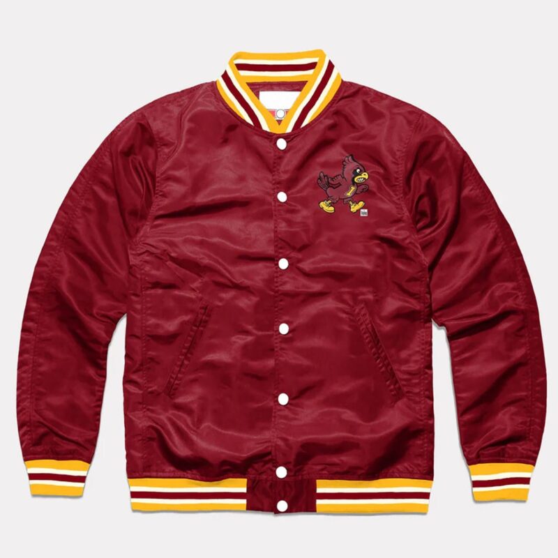 Iowa State Cyclones Burgundy Varsity Satin Jacket