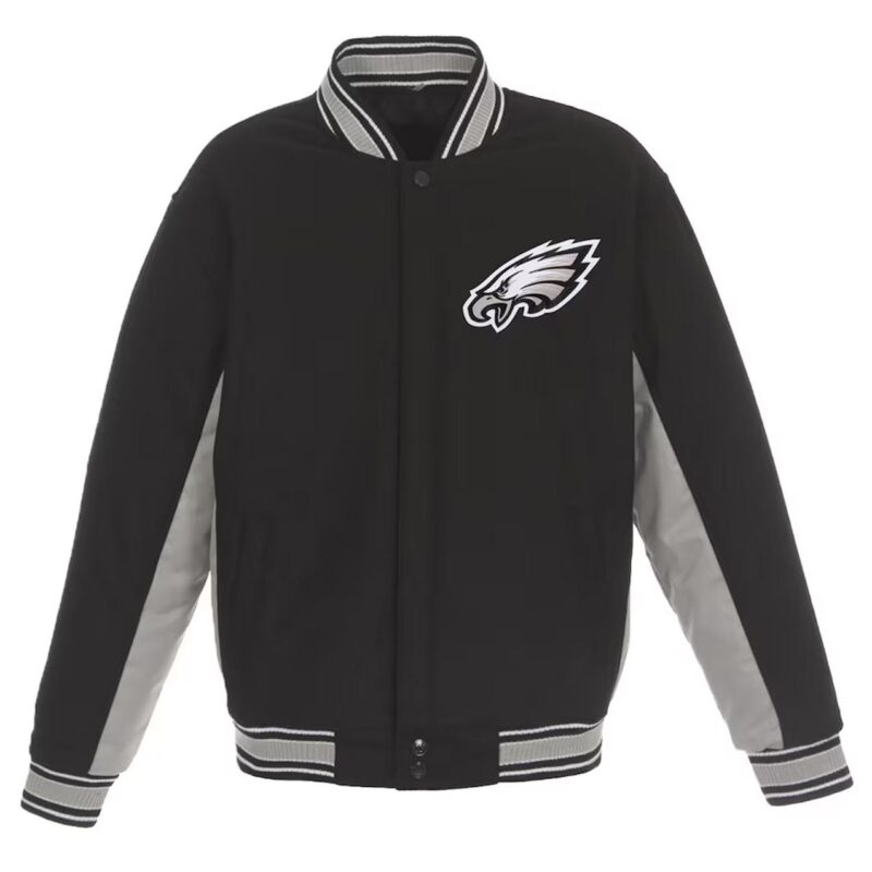Philadelphia Eagles Black and Gray Varsity Wool Jacket