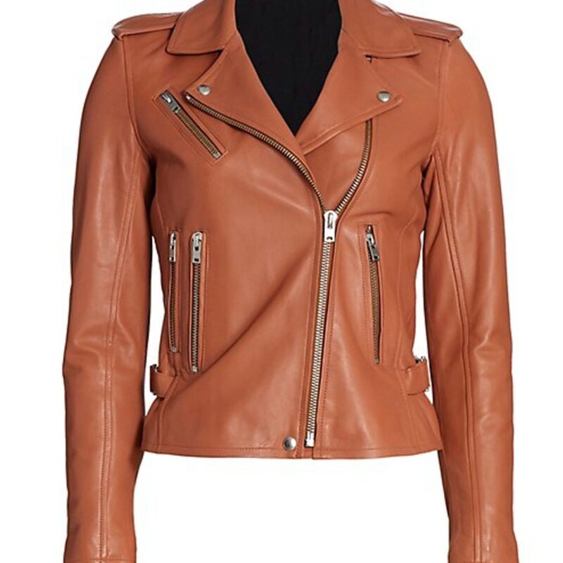 Big Sky S03 Katheryn Winnick Brown Leather Biker Jacket