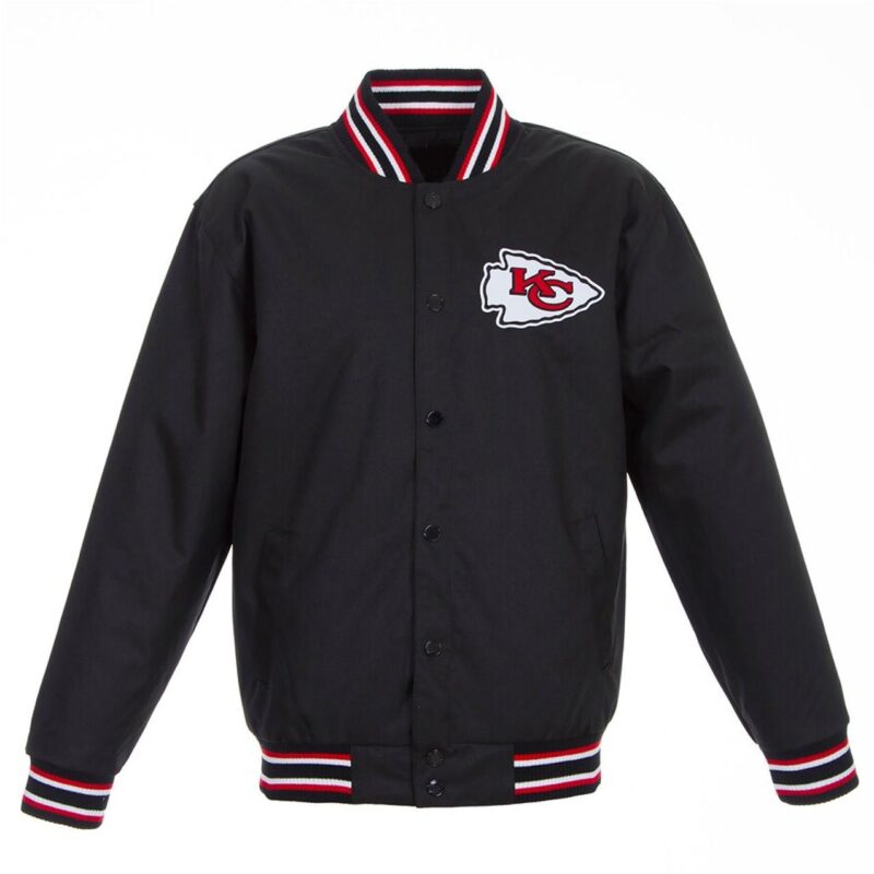 Kansas City Chiefs Black Poly Twill Varsity Jacket