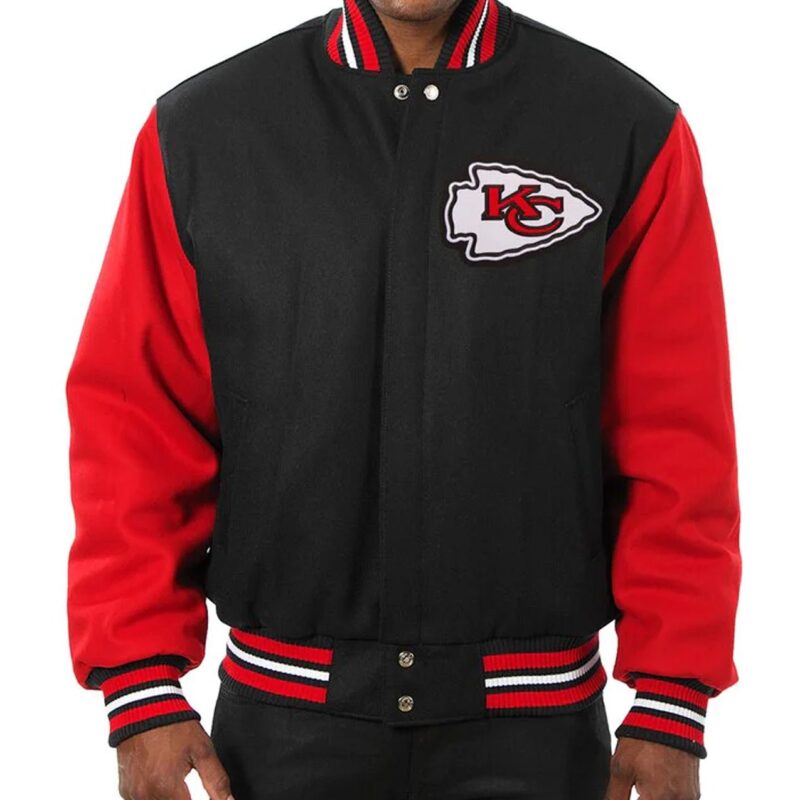 Kansas City Chiefs Varsity Black and Red Wool Jacket